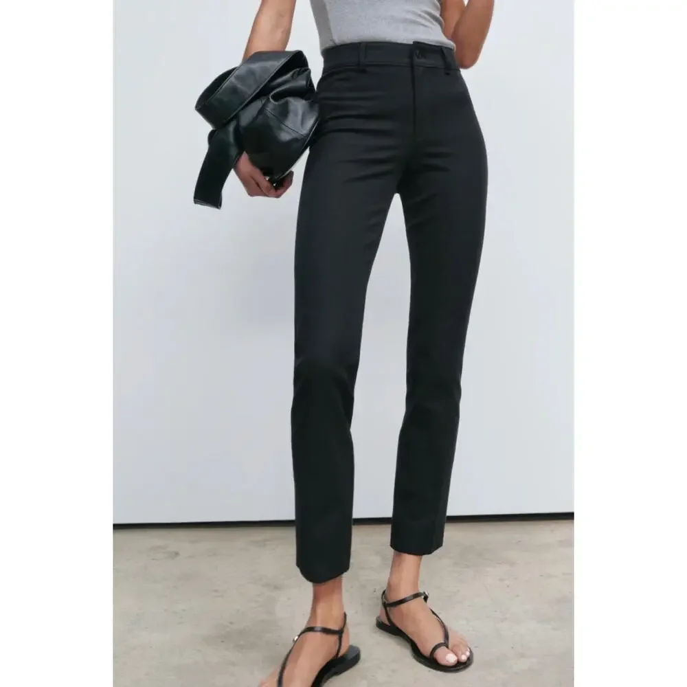 AYR The Daily Dose Black Stretch Straight Leg Cropped Pants Size 29 Classic